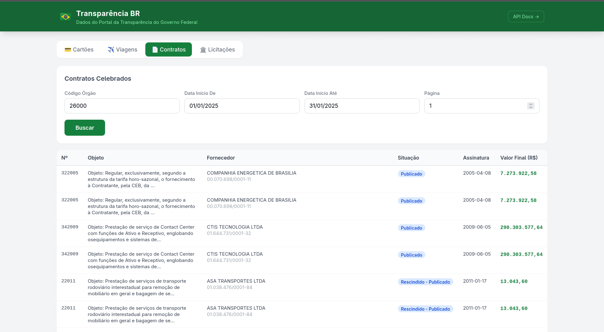 Transparência BR API — Screenshot 2