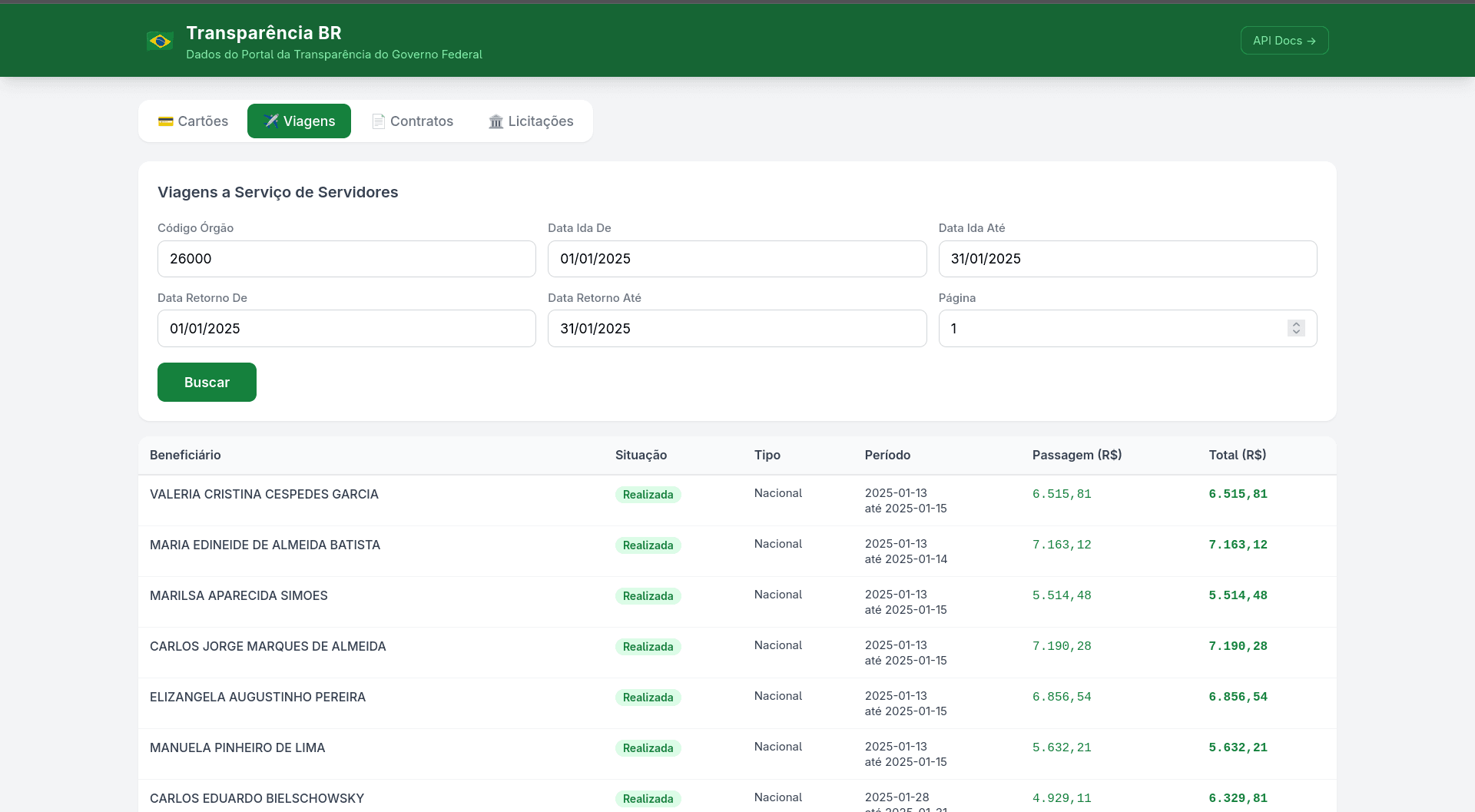 Transparência BR API — Screenshot 3