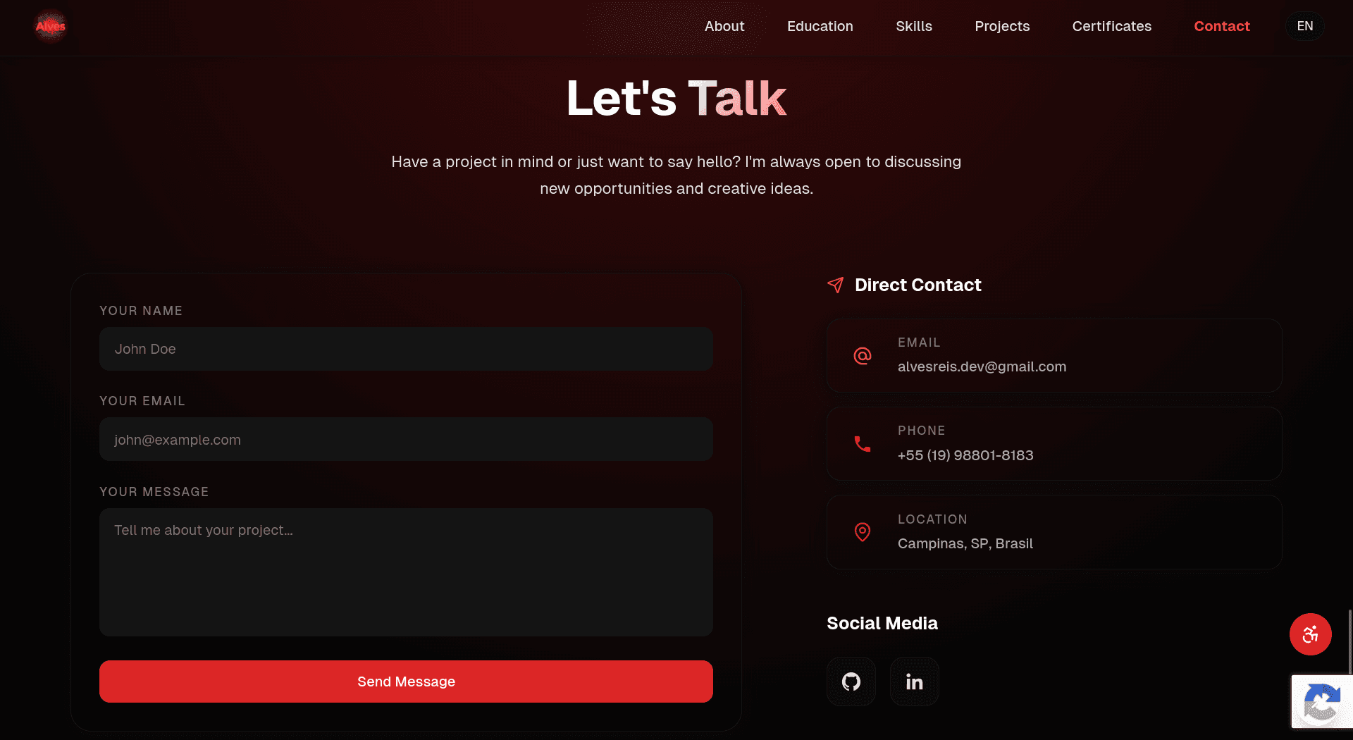 Personal Portfolio — Screenshot 1